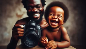 A father and his son having photo fun time
