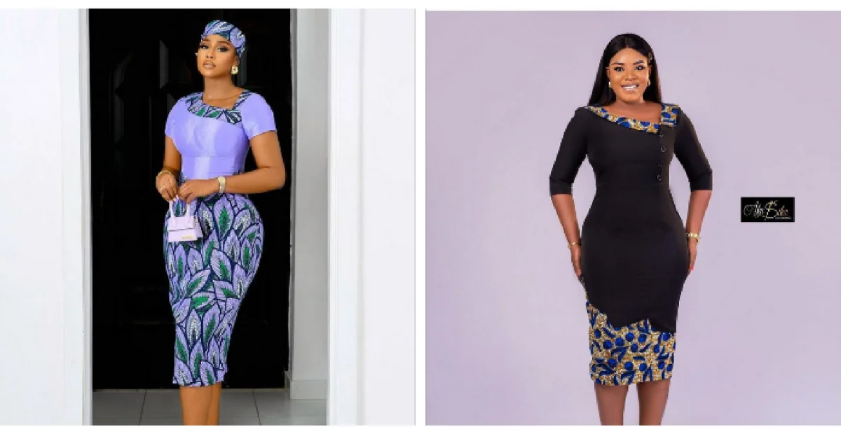 Models wearing Ankara fabric styled with solid colors for a refined look.