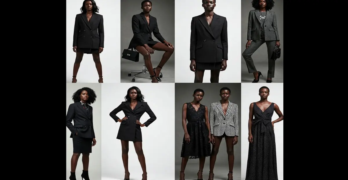 Dark skin ladies in different posings